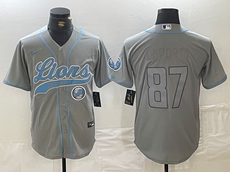 Men Detroit Lions #87 Laporta Grey Joint Name 2024 Nike Limited NFL Jersey style 3->detroit lions->NFL Jersey